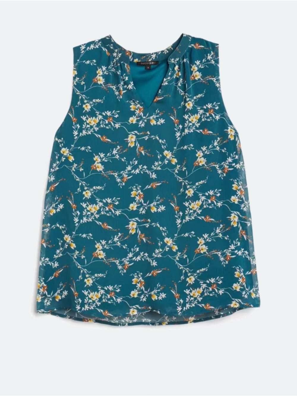 Papermoon Teal Floral Sleeveless Keyhole Camisole